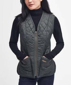 Barbour Womens Fleece Betty Quilted Liner Vest Size 6 Olive Green Outdoor Preppy